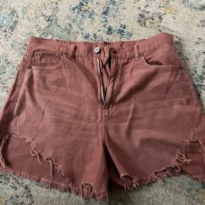 AEO American Eagle Outfitters High Rise Mom Short Shorts Distressed Size 14 Rose